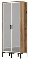 Spinta Kalune Design Kumsal RR, balta/riešuto, 47.5 cm x 80 cm x 201.4 cm, su veidrodžiu