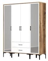 Spinta Kalune Design Kumsal RTR, balta/riešuto, 47.5 cm x 160 cm x 201.4 cm, su veidrodžiu
