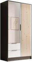 Spinta ADRK Neri 100, balta/juoda/rusva, 100 cm x 51 cm x 200 cm, su veidrodžiu