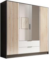 Spinta ADRK Neri 200, balta/juoda/rusva, 200 cm x 51 cm x 200 cm, su veidrodžiu