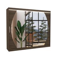 Spinta ADRK Cambe LED, šokolado, 58 cm x 250 cm x 215 cm, su veidrodžiu