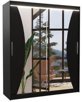 Spinta ADRK Charlotte LED, juoda, 58 cm x 180 cm x 215 cm, su veidrodžiu