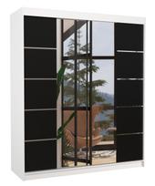 Spinta ADRK Traves 180, balta/juoda, 58 cm x 180 cm x 215 cm, su veidrodžiu