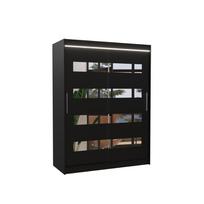 Spinta ADRK Baltic LED, juoda, 58 cm x 150 cm x 200 cm, su veidrodžiu