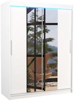 Spinta ADRK Iness, balta, 150 cm x 58 cm x 200 cm, su veidrodžiu