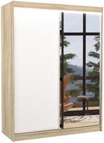 Spinta ADRK Jordi LED, balta/sonoma ąžuolo, 58 cm x 150 cm x 200 cm, su veidrodžiu