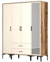 Spinta Kalune Design Kumsal STR, kreminė/riešuto, 47.5 cm x 160 cm x 201.4 cm, su veidrodžiu