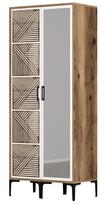 Spinta Kalune Design Kumsal PR, balta/riešuto, 47.5 cm x 80 cm x 201.4 cm, su veidrodžiu