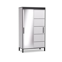 Spinta ADRK Bell-M, balta/juoda, 120 cm x 60 cm x 221 cm, su veidrodžiu