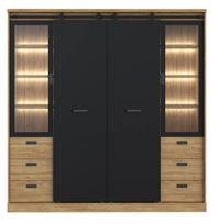 Spinta Forte Klaark KZMS9411B-M328, ąžuolo/juoda, 203 cm x 61 cm x 208 cm