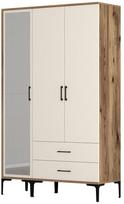 Spinta Kalune Design Kumsal RT, kreminė/riešuto, 47.5 cm x 120 cm x 201.4 cm, su veidrodžiu