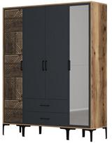 Spinta Kalune Design Kumsal PTR, antracito/riešuto, 47.5 cm x 160 cm x 201.4 cm, su veidrodžiu