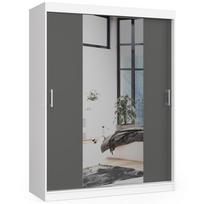 Spinta Akord 150 CLP, balta/tamsiai pilka, 60 cm x 150 cm x 200 cm, su veidrodžiu