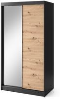 Spinta Esville II, ąžuolo/juoda, 120 cm x 220 cm x 60 cm, su veidrodžiu