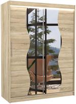 Spinta ADRK Renzo LED, sonoma ąžuolo, 58 cm x 150 cm x 200 cm, su veidrodžiu