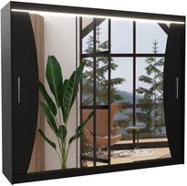 Spinta ADRK Diego LED, juoda, 58 cm x 250 cm x 215 cm, su veidrodžiu