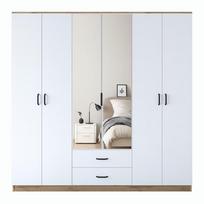 Spinta Kalune Design BA130 - 3049, ruda/balta, 210 cm x 51.5 cm x 210 cm, su veidrodžiu