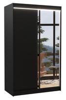 Spinta ADRK Rewena LED, juoda, 58 cm x 120 cm x 200 cm, su veidrodžiu