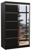 Spinta ADRK Nicea LED, juoda, 58 cm x 120 cm x 200 cm, su veidrodžiu