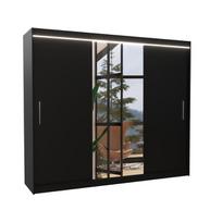 Spinta ADRK Denis LED, juoda, 250 cm x 58 cm x 215 cm, su veidrodžiu