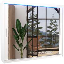 Spinta ADRK Chester LED, balta, 250 cm x 58 cm x 215 cm, su veidrodžiu