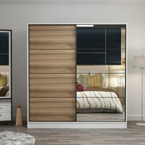 Spinta Kalune Design Kale 7154, ruda/balta, 60 cm x 220 cm x 210 cm, su veidrodžiu