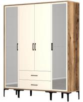Spinta Kalune Design Kumsal RTR, kreminė/riešuto, 47.5 cm x 160 cm x 201.4 cm, su veidrodžiu