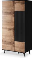 Spinta Random S-1, ąžuolo/juoda, 90 cm x 55 cm x 182 cm