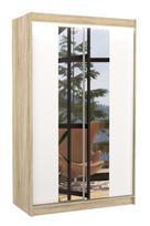 Spinta ADRK Marvin 120, balta/sonoma ąžuolo, 58 cm x 120 cm x 200 cm, su veidrodžiu