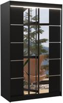 Spinta ADRK Genua LED, juoda, 58 cm x 120 cm x 200 cm, su veidrodžiu
