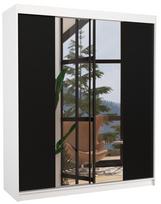 Spinta ADRK Balance 180, skaidri/balta/juoda, 58 cm x 180 cm x 215 cm, su veidrodžiu