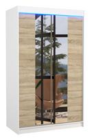 Spinta ADRK Marvin 120, ruda/balta, 58 cm x 120 cm x 200 cm, su veidrodžiu