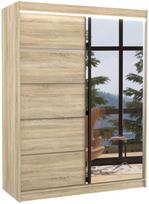 Spinta ADRK Limbo LED, sonoma ąžuolo, 58 cm x 150 cm x 200 cm, su veidrodžiu