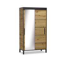 Spinta ADRK Bell-M, ąžuolo/juoda, 120 cm x 60 cm x 221 cm, su veidrodžiu