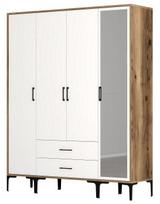 Spinta Kalune Design Kumsal STR, balta/riešuto, 47.5 cm x 160 cm x 201.4 cm, su veidrodžiu