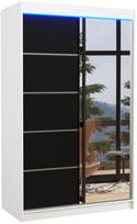 Spinta ADRK Nicea LED, balta/juoda, 58 cm x 120 cm x 200 cm, su veidrodžiu