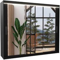 Spinta ADRK Chester LED, juoda, 58 cm x 250 cm x 215 cm, su veidrodžiu