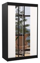 Spinta ADRK Marvin 120, skaidri/balta/juoda, 58 cm x 120 cm x 200 cm, su veidrodžiu
