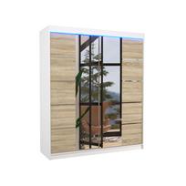 Spinta ADRK Traves LED, balta/rusva, 58 cm x 180 cm x 215 cm, su veidrodžiu