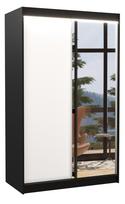 Spinta ADRK Rewena LED, balta/juoda, 58 cm x 120 cm x 200 cm, su veidrodžiu