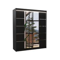 Spinta ADRK Traves LED, juoda, 58 cm x 180 cm x 215 cm, su veidrodžiu