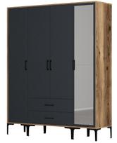 Spinta Kalune Design Kumsal STR, antracito/riešuto, 47.5 cm x 160 cm x 201.4 cm, su veidrodžiu