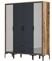Spinta Kalune Design Kumsal RTR, antracito/riešuto, 47.5 cm x 160 cm x 201.4 cm, su veidrodžiu