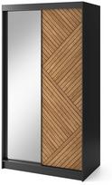 azuolo durys - Spinta Marrphy II, ąžuolo/juoda, 120 cm x 220 cm x 60 cm, su veidrodžiu - 1 nuotrauka