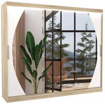 Spinta ADRK Cambe LED, balta/rusva, 58 cm x 250 cm x 215 cm, su veidrodžiu