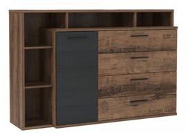 Komoda Forte Jacky JCKK351LT-N09T, ruda/juoda, 41.3 cm x 153.1 cm x 98.5 cm