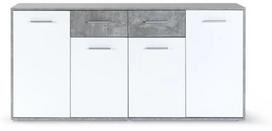 Komoda Forte Pilvi NTU241-C251, balta/pilka, 34.2 cm x 162.3 cm x 88.1 cm