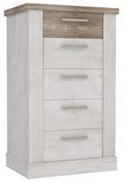 Komoda Forte Duro DURK411-T75, balta/smėlio, 41.3 cm x 61.2 cm x 106.5 cm