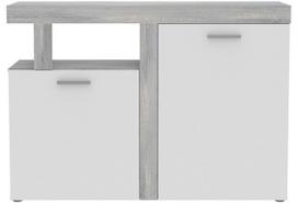 Komoda Forte JULK221R-C736, balta/pilka, 33.8 cm x 128.4 cm x 91.5 cm