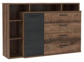 Komoda Forte Jacky L, ruda/juoda, 153.1 cm x 41.3 cm x 98.5 cm